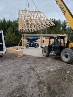 One of our detached garage projects finishing up the framing in East Gwillimbury.